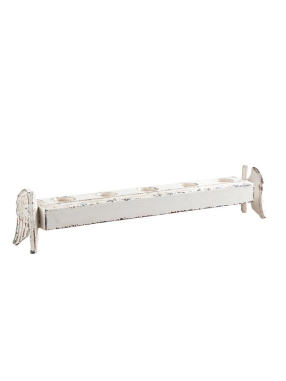 Distressed White Wooden Angel Wing Tea Light Holder
